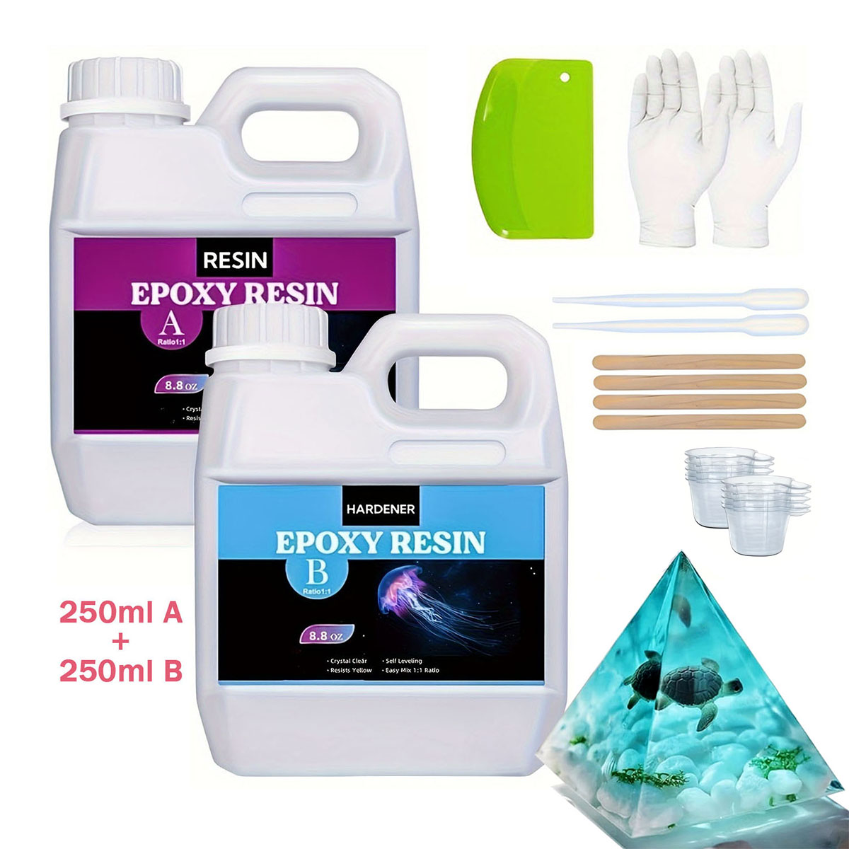 Resin Casting Mold - Kit Resin Pengecoran Jernih 125Ml/250Ml, Perlengkapan