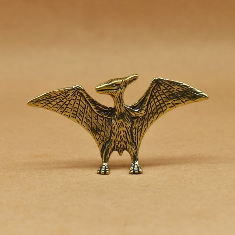 Dinosaur And Craft - 1 Buah Patung Pterodactyl Kuningan Vintage