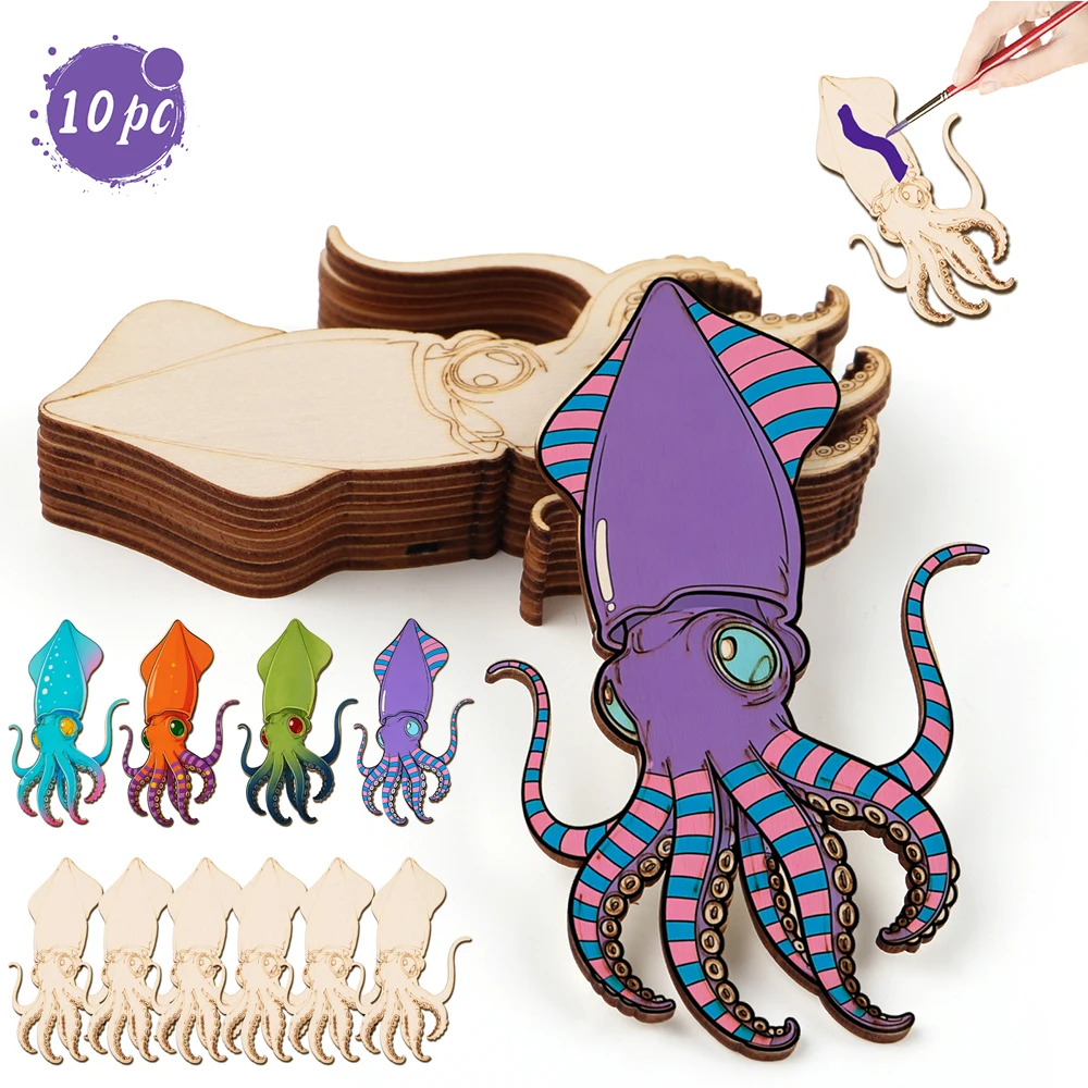 Craft Art Set - 10pcs/set Kerajinan Kayu Bentuk Gurita Belum