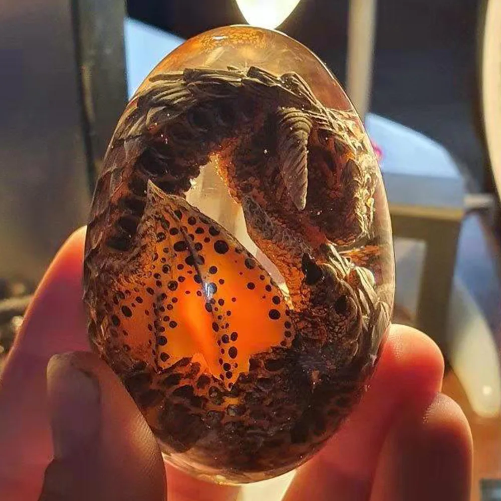 Dinosaur And Craft - Patung Transparan Kristal Telur Naga Lava
