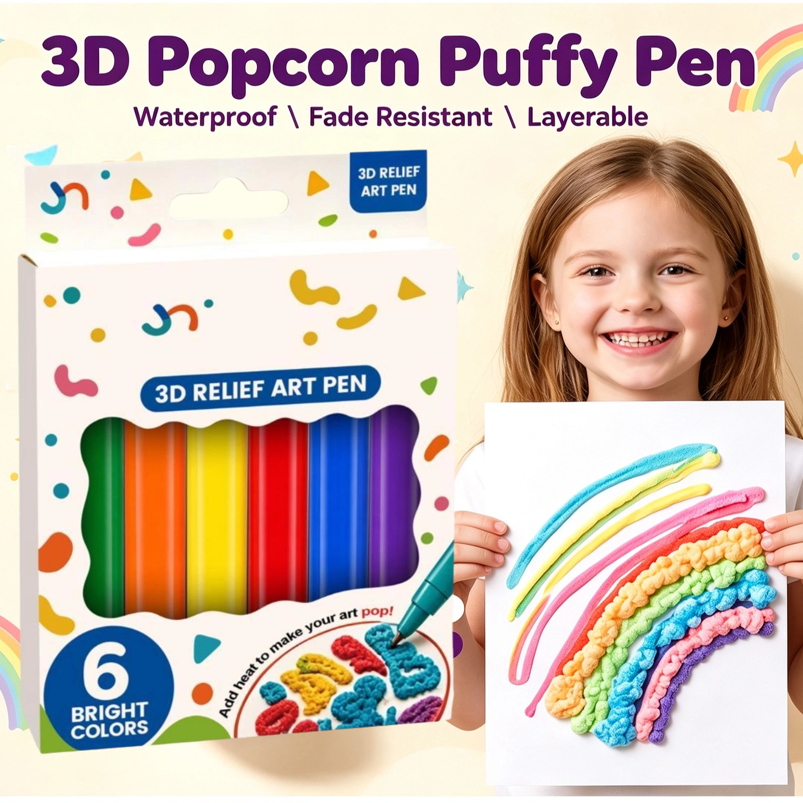 Set Pena Popcorn 3D Premium, K - Art Craft Easy With Paper ulasan dan harga
