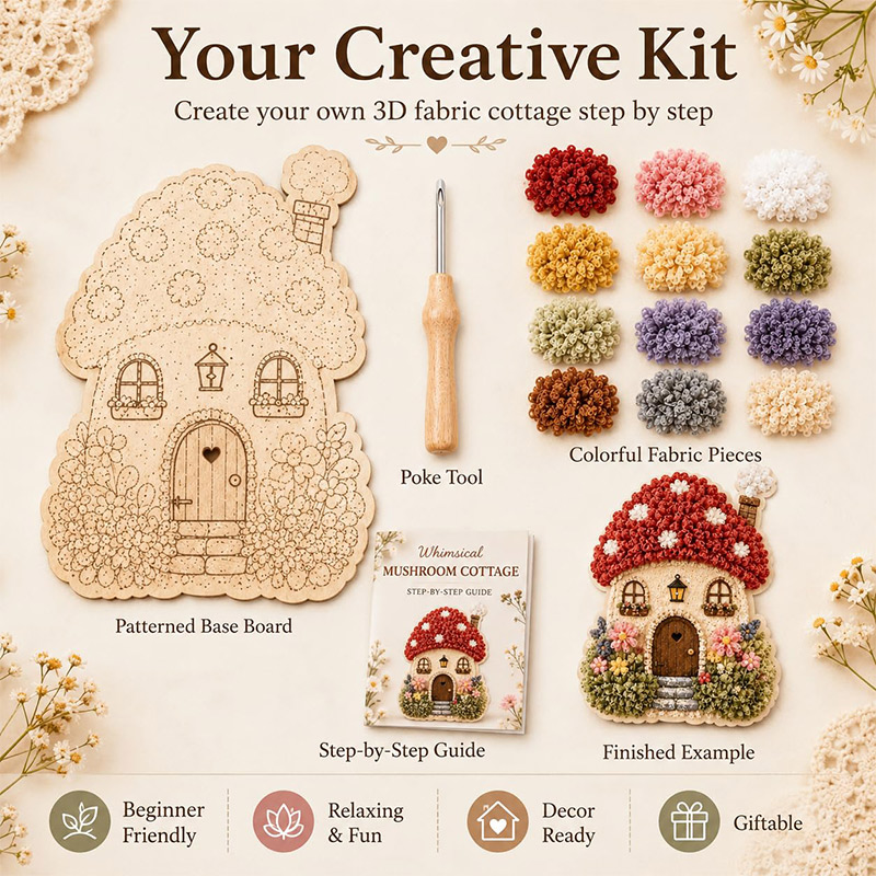 Kit DIY Seni Poke Rumah Jamur  - Craft Art Set ulasan dan harga