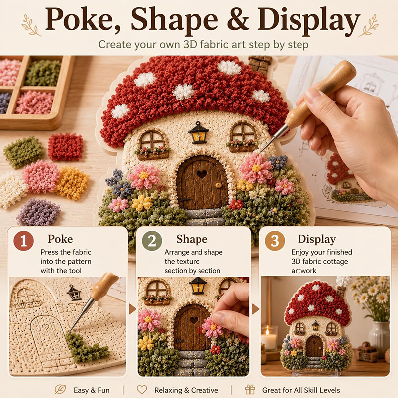 Kit DIY Seni Poke Rumah Jamur  - Craft Art Set ulasan dan harga