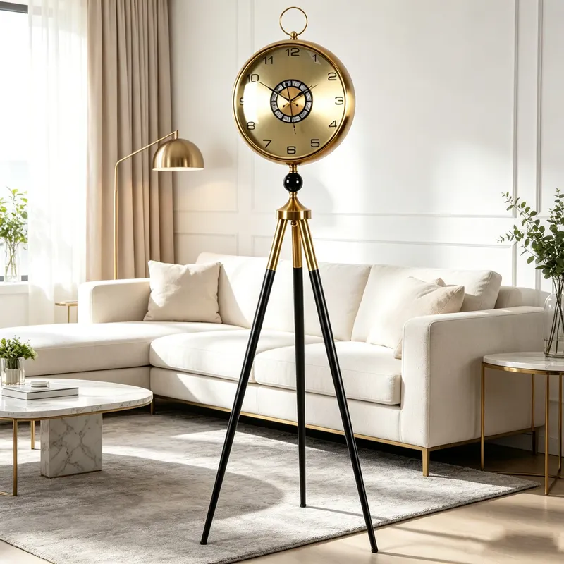Jam Lantai Tripod Hitam Emas D - Art Craft Room ulasan dan harga