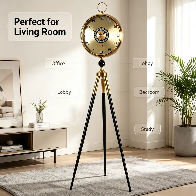 Jam Lantai Tripod Hitam Emas D - Art Craft Room ulasan dan harga